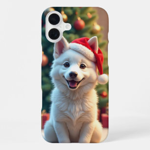 Coque iPhone 16 Plus Chien Blanc Casque de Père Noël Protection Quotidi