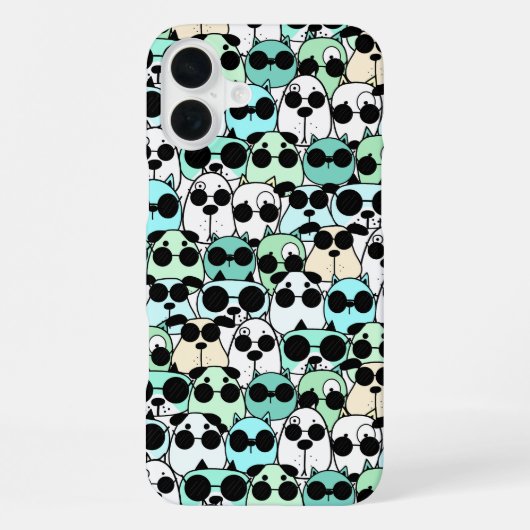 Coque iPhone 16 Plus Chiens avec Lunettes de Soleil (Verso)