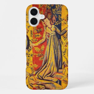 Coque iPhone 16 Plus Chinoiserie rouge bleu jaune italien médiéval