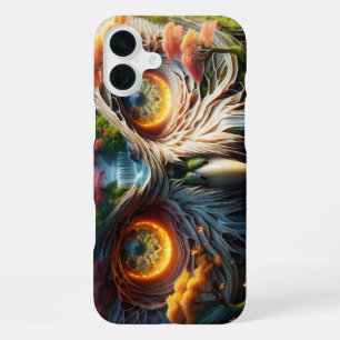 Coque iPhone 16 Plus Chouette d'Imaginaire, arbres à cascade