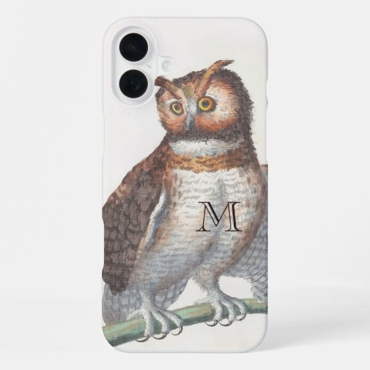 Coque iPhone 16 Plus Chouette vintage monogramme (Verso)