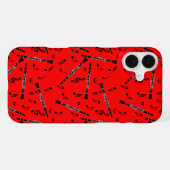 Coque iPhone 16 Plus Clarinets Noirs Notes de Musique (Verso Horizontal)