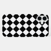 Coque iPhone 16 Plus Classic Diamond noir et blanc Checkers (Verso Horizontal)