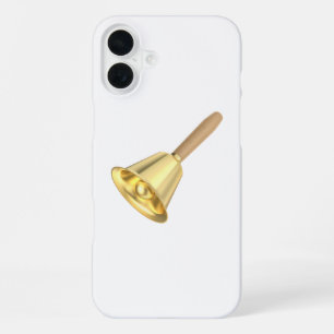 Coque iPhone 16 Plus Cloche en or avec poignée en bois