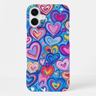 COQUE iPhone 16 PLUS COEURS DE VALENTINE EN COULEUR DE COULEUR DE COULE