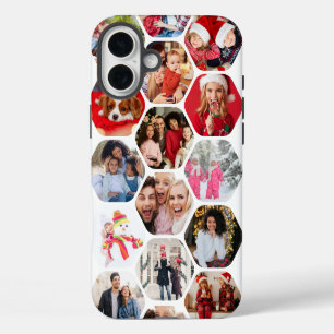 Coque iPhone 16 Plus Collage multi-photo hexagonal personnalisé