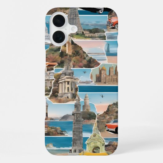 Coque iPhone 16 Plus Collage Retro World Tour (Verso)