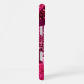 COQUE iPhone 16 PLUS COLOMBES BLANCHES SUR MONOGRAMME FUCHSIA ROSE (Côté droit)