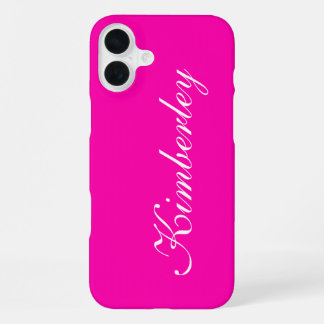 Coque iPhone 16 Plus Coloré rose néon Monogramme mode tendance Couleurs