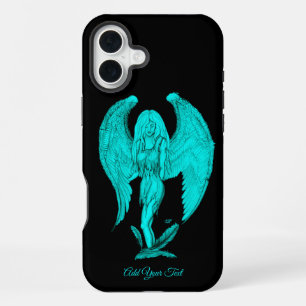 Coque iPhone 16 Plus Conception d'ange, noir et vert