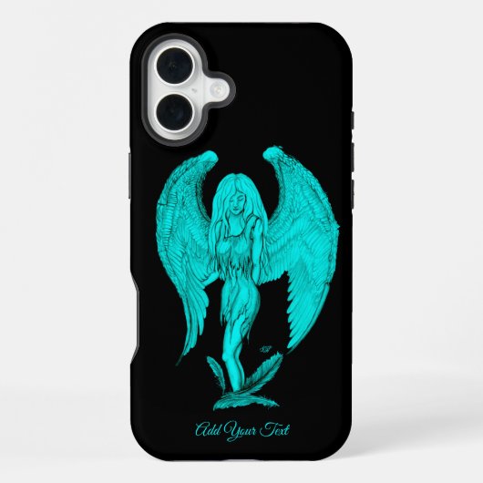 Coque iPhone 16 Plus Conception d'ange, noir et vert (Verso)
