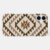 Coque iPhone 16 Plus Conception de motif diamant aztéque marron+crème (Verso Horizontal)