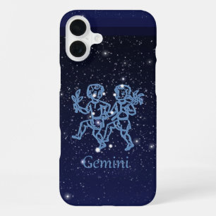 Coque iPhone 16 Plus Constellation des Gémeaux et signe du zodiaque ave