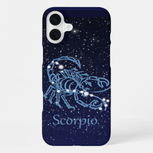 Coque iPhone 16 Plus Constellation du Scorpion et signe du zodiaque ave