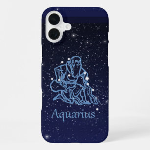 Coque iPhone 16 Plus Constellation du Verseau et signe du zodiaque avec