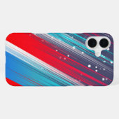 Coque iPhone 16 Plus Cool Abstrait Rouge Bleu Bleu Brush (Verso Horizontal)