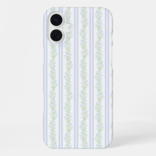 Coque iPhone 16 Plus Coquette Grandmillennial Prépubelle Fleurie Bleue 