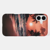 Coque iPhone 16 Plus Coucher de soleil sur la plage côtière (Verso Horizontal)
