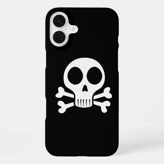 Coque iPhone 16 Plus crâne effrayant sur fond noir (Verso)
