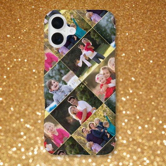 Coque iPhone 16 Plus Créer 5 Photo Collage Famille Enfants Monogramme