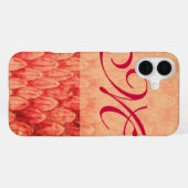 Coque iPhone 16 Plus CROTALUS MONOGRAM rouge rose fuchsia (Verso Horizontal)