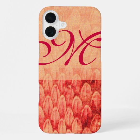 Coque iPhone 16 Plus CROTALUS MONOGRAM rouge rose fuchsia (Verso)