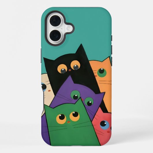 Coque iPhone 16 Plus Curious Cats (Verso)