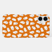 Coque iPhone 16 Plus Cute Kawaii Ghost Pattern on Orange Background  (Verso Horizontal)