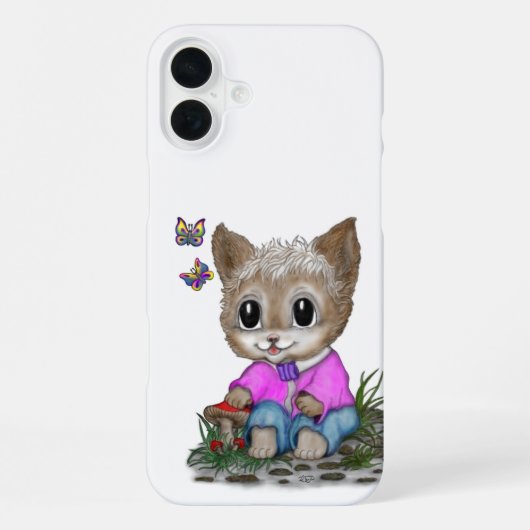 Coque iPhone 16 Plus Cute Kitty Chat et Papillon (Verso)