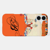 COQUE iPhone 16 PLUS DAME ORANGE CRÉATRICE DE COSTUMES DE MODE MONOGRAM (Verso Horizontal)