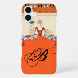 COQUE iPhone 16 PLUS DAME ORANGE CRÉATRICE DE COSTUMES DE MODE MONOGRAM