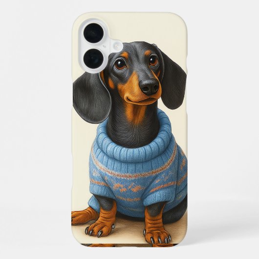 Coque iPhone 16 Plus Dapper Teckel (Verso)