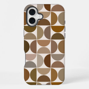 Coque iPhone 16 Plus Demi-cercles MCM Marron+Crème Grand Motif