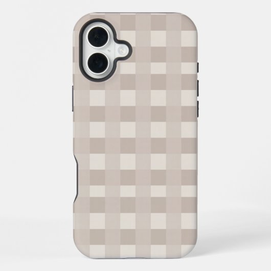 Coque iPhone 16 Plus Design à carreaux minimal beige (Verso)