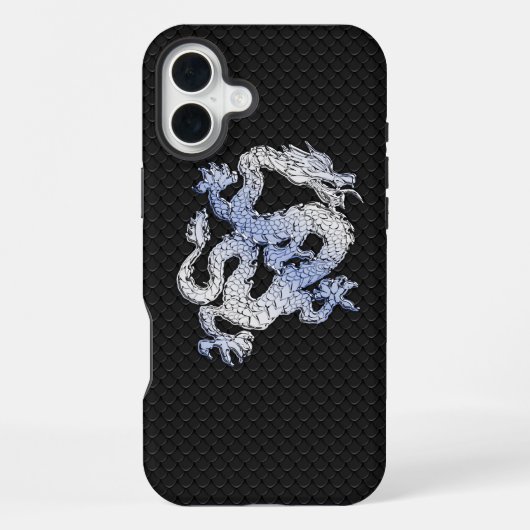 Coque iPhone 16 Plus Dragon de style Chrome sur impression de peau de s (Verso)