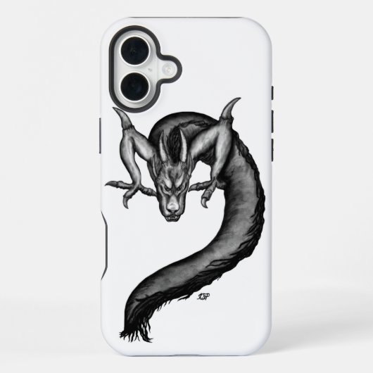 Coque iPhone 16 Plus Dragon en style tatouage (Verso)