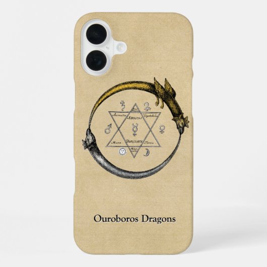 Coque iPhone 16 Plus Dragons d'Ouroboros avec nom (Verso)