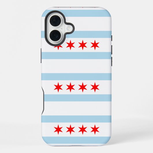 Coque iPhone 16 Plus Drapeau de Chicago, Illinois (Verso)