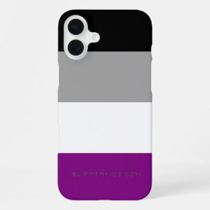 Coque iPhone 16 Plus Drapeau de fierté asexué de SlipperyJoe mettant l'