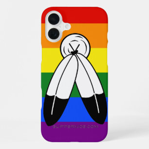 Coque iPhone 16 Plus Drapeau de fierté bispirituel de SlipperyJoe Symbo
