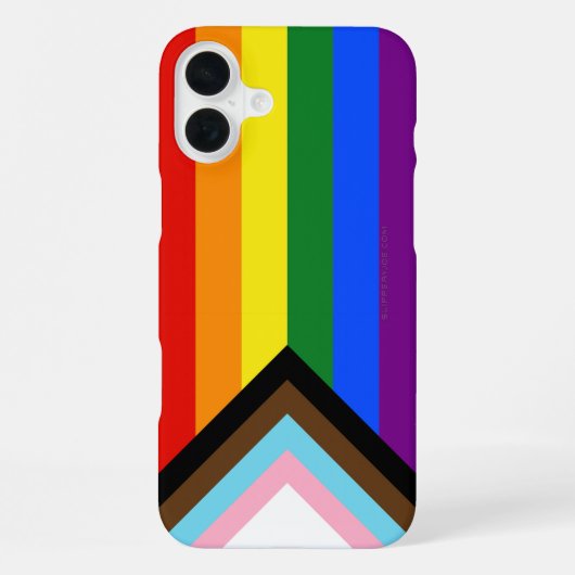 Coque iPhone 16 Plus Drapeau de fierté Progress Pride de SlipperyJoe si (Verso)