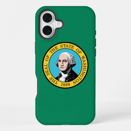 Coque iPhone 16 Plus Drapeau de Washington (Verso)