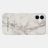 Coque iPhone 16 Plus Dusty black and white marble glitter personalized (Verso Horizontal)