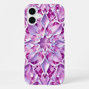 Coque iPhone 16 Plus Effet de cristal violet et rose