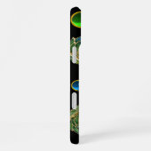 COQUE iPhone 16 PLUS EFFET OPALE BLEU VERT ABSTRAIT AVEC GEMMES (Côté droit)