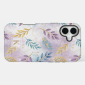 Coque iPhone 16 Plus Elegant Gold Botanical Marble Mongram (Verso Horizontal)
