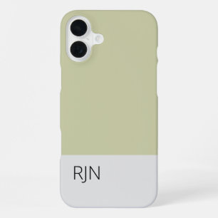 Coque iPhone 16 Plus Élégant Vert Sauge Gris Moderne