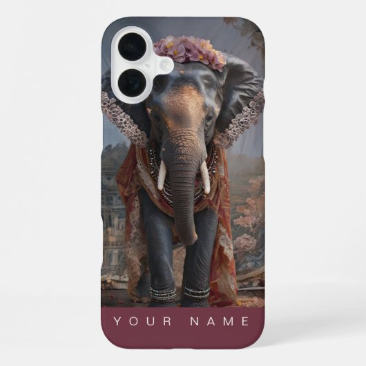 Coque iPhone 16 Plus Éléphant Botanique (Verso)
