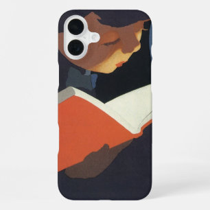 Coque iPhone 16 Plus Enfant Vintage Lisant un Livre de la Bibliothèque
