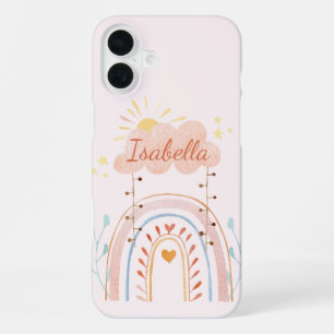 Coque iPhone 16 Plus Enfants arc-en-ciel mignons aquarelle monogrammés